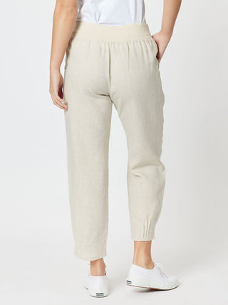 Sarah Rib Nat Waist Linen Pant