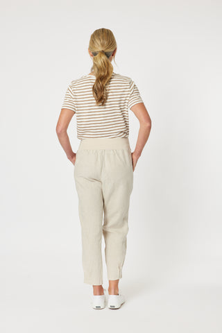 Sarah Rib Nat Waist Linen Pant