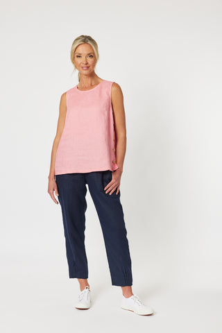 Sarah Rib Navy Waist Linen Pant