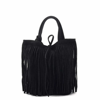 MF Angeline black fringe mini suede bag