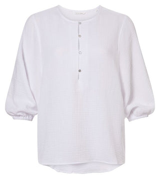 YAYA Top With 3/4 Sleeves And Half Button Placket In Cotton