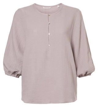 YAYA Top With 3/4 Sleeves And Half Button Placket In Cotton