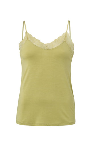YAYA Lace Strappy Top With Jersey Body Pistachio