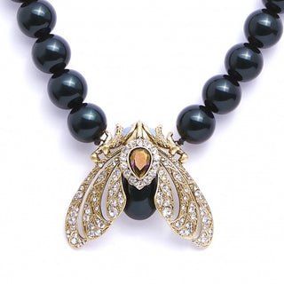 BS Moth Statement Necklace Tahition Pearl